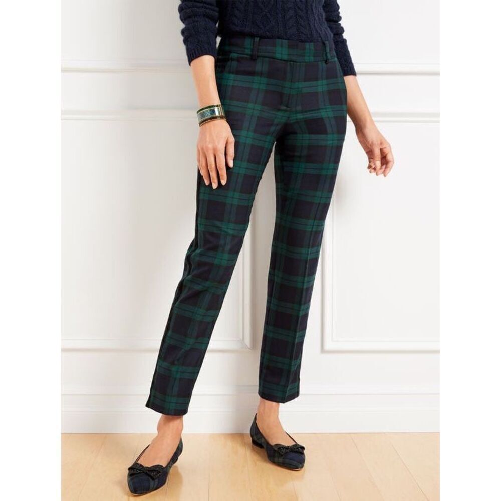 TALBOTS pants HAMPSHIRE ANKLE NEW Wool Blend BLACK Green WATCH PLAID size 20W Pl